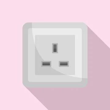 Type G power socket icon, flat style Ilustração Stock