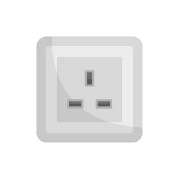 Type G power socket icon flat isolated Ilustração Stock