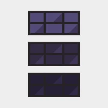 Type of house windows element isolated flat style frame domestic door double Ilustración de archivo