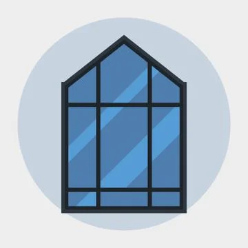 Type of house windows element isolated flat style frame domestic door double Ilustración de archivo