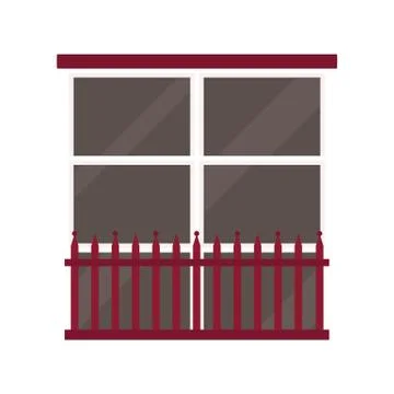 Type of house windows element isolated flat style frame domestic door double Ilustración de archivo