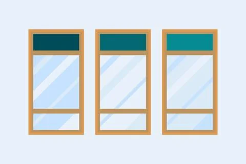 Type of house windows element isolated flat style frame domestic door double Ilustración de archivo