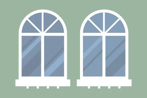 Type of house windows element isolated flat style frame domestic door double Ilustración de archivo