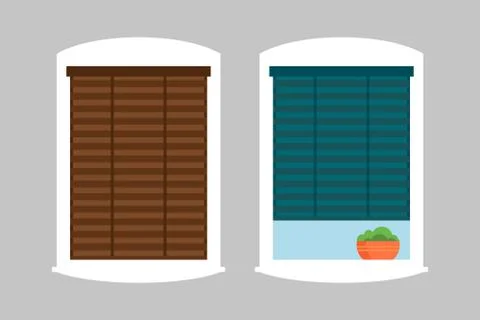 Type of house windows element isolated flat style frame domestic door double Stock Illustration