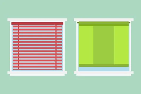 Type of house windows element isolated flat style frame domestic door double Ilustración de archivo
