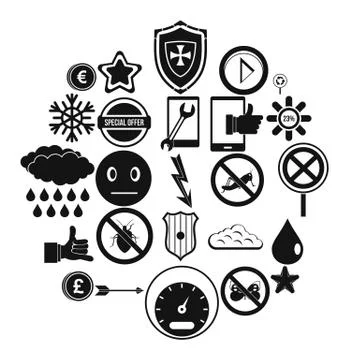 Type icons set, simple style Illustration