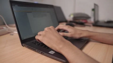 Type On Laptop Computer Stock Footage 219315543