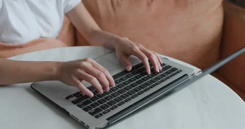 Type on laptop computer at home Stock Footage 132016222