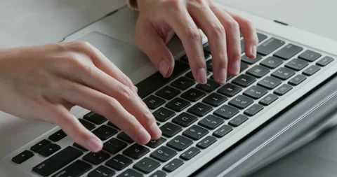 Type on laptop computer, work from home Stock Footage 131279524