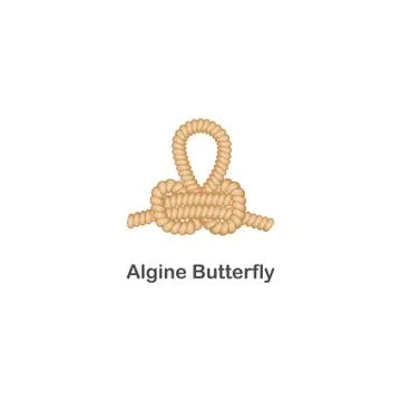 Type of nautical knots, rope with loop, isolated vector marine illustration on Stock Illustration