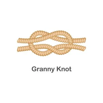 Type of nautical or marine node granny knot for rope with a loop. Иллюстрация