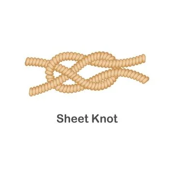 Type of nautical or marine node sheet knot for rope with a loop. Illustrazione stock