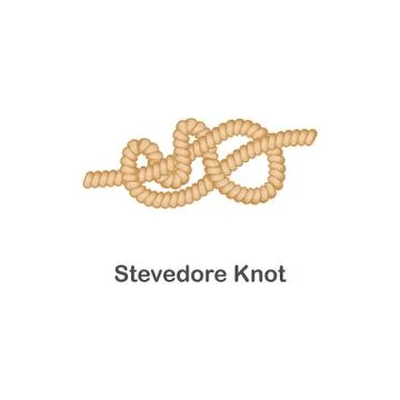 Type of nautical or marine node stevedore knot for rope. Иллюстрация