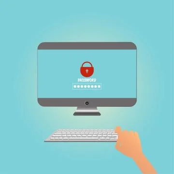 Type password for loging in to computer which locking screen Ilustração Stock