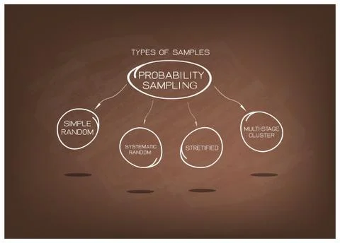 Type of The Probability Sampling Method Charts on Chalkboard Stock Illustration