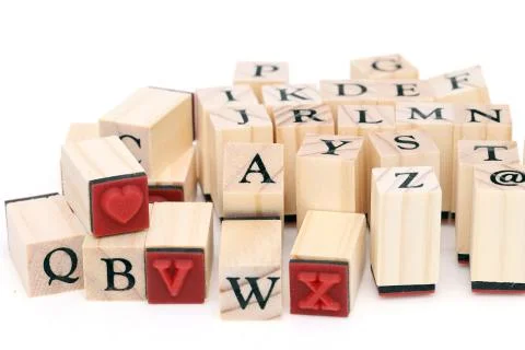 Type set rubber stamps Foto stock