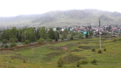Type on small village in mountain year daytime Stock Footage 113734985