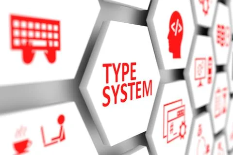 Type system concept cell blurred background 3d illustration Stock Illustration