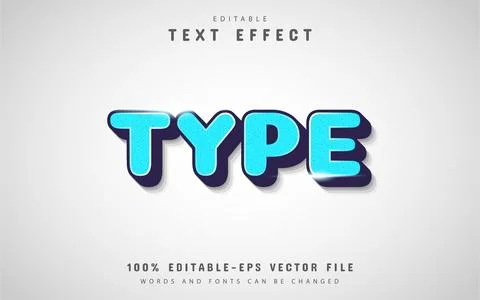 Type text - 3d blue gradient text effect Illustrazione stock