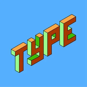 Type text with 3d isometric effect Vector Illustrazione stock