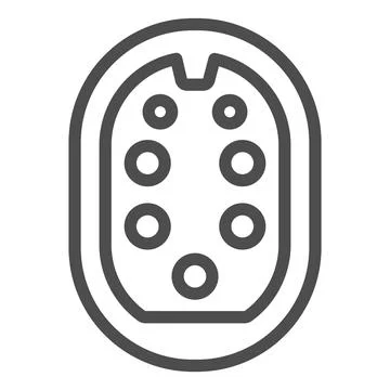 Type three charging plug line icon, Electric car concept, Electric Car charging Stock Illustration