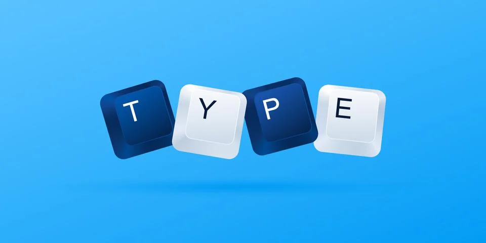 TYPE word written with computer buttons. Computer keyboard keys. Stock Illustration