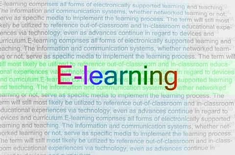 Typed text e-learning on paper Stock Illustration