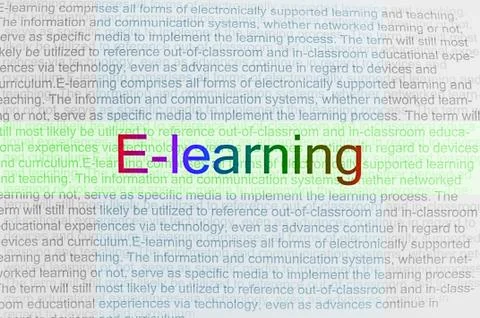 Typed text E-learning on paper Illustrazione stock