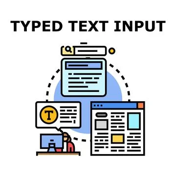 Typed text input concept for digital content creation Stock Illustration