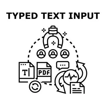 Typed text input processing and data analysis concept Stock Illustration