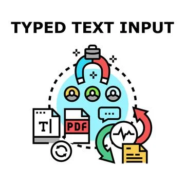 Typed text input processing and data analysis concept Stock Illustration