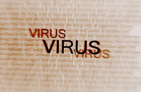 Typed text Virus on paper Typed text Virus on paper and texts about viruse... Stock Photos