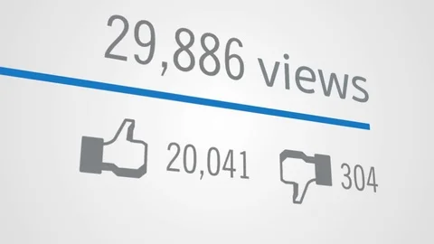 Typed views on YouTube. People put Like, views counter Stock Footage 70421585