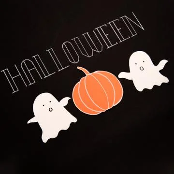 Typeface text for halloween logo handwritten on black background, Stock Photos