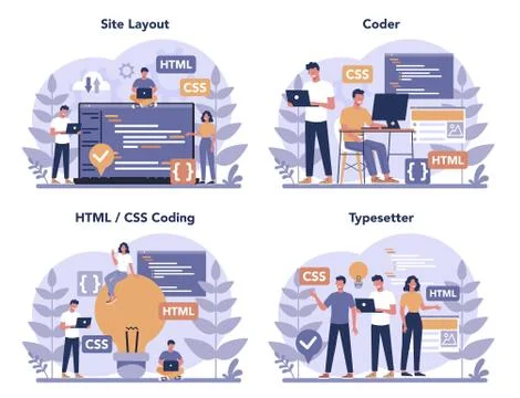 Typersetter concept set. Website constructing. Process of creating website イラスト素材