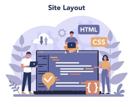 Typersetter concept. Website constructing. Process of creating website Illustrazione stock