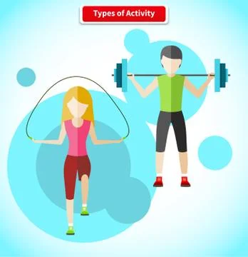 Types of Activity People Icon Flat Design Stock Illustration