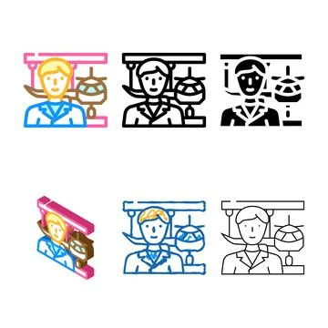 Types aeronautical engineer worker color icon vector Stock Illustration