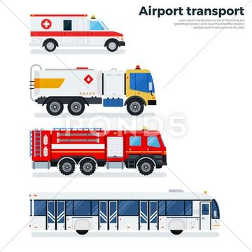 Types of airport transport isolated on white Stock Illustration