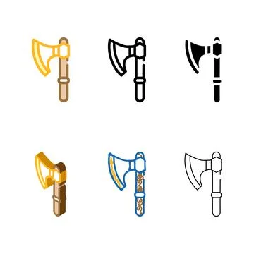 Types ax weapon color icon vector flat Stock Illustration