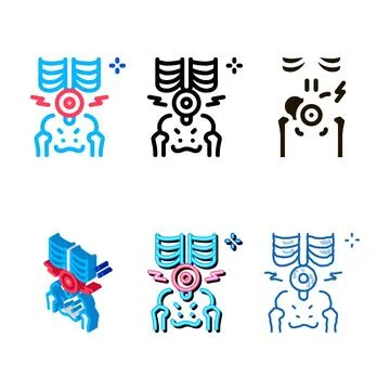 Types back lumbar arthritis icon vector outline Stock Illustration
