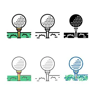 Types ball on golf tee stand color icon vector Stock Illustration