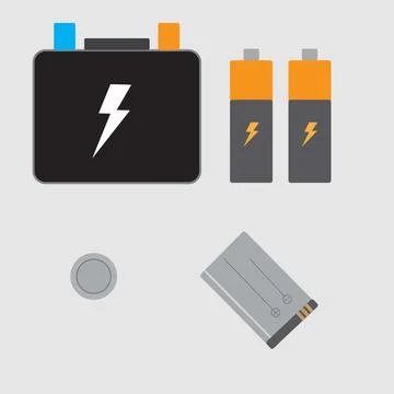 Types of batteries Stock Illustration
