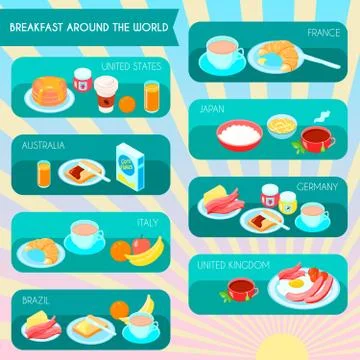 Types Of Breakfast Infographic Stock Illustration