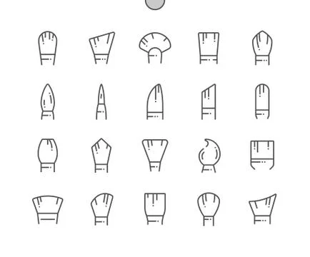 Types of Brushes Well-crafted Pixel Perfect Vector Thin Line Icons Stock Illustration