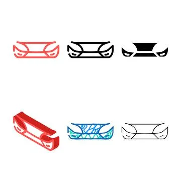 Types bumper plastic car part color icon vector Stock Illustration