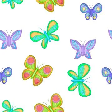 Types of butterflies pattern, cartoon style Illustrazione stock