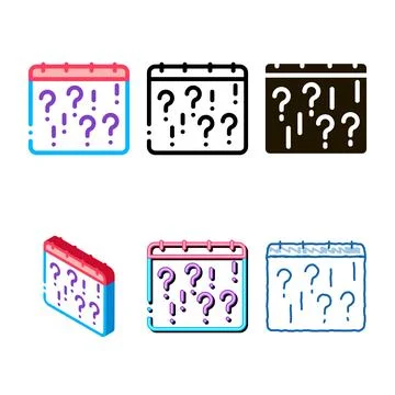 Types calendar with question icon outline Stock Illustration