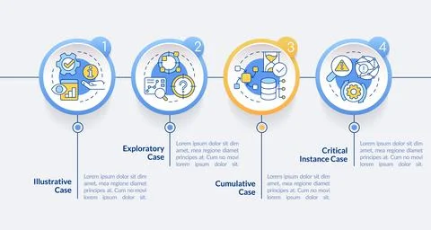 Types of case study circle infographic template Illustrazione stock