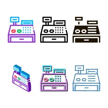Types cash machine icon vector outline Illustrazione stock